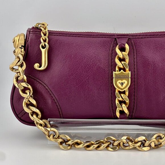 RARE Vintage Y2K Juicy Couture Leather Shoulder Bag with Gold Chain Strap - Picture 3 of 14